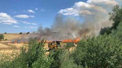 Kastamonu’nun Devrekani ve Seydiler ilçesinde balya makinelerinden çıkan yangınlar ormanlık