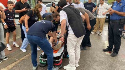 Kocaeli’nin Kartepe ilçesinde bisikletinden düşerek bacağına direksiyon saplanan çocuğun imdadına