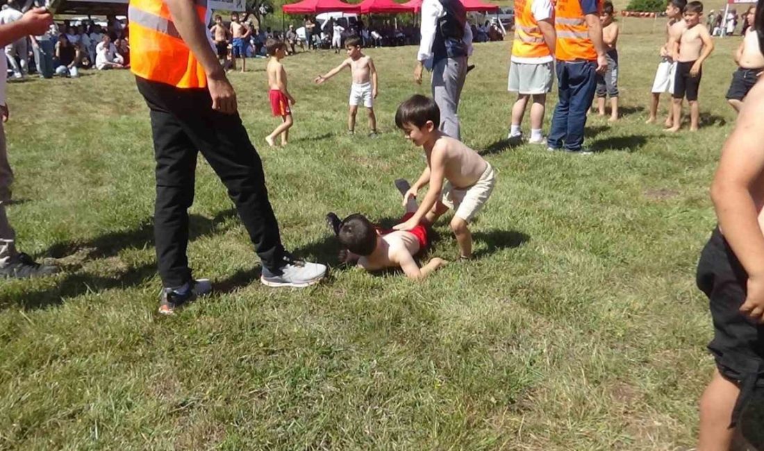Bolu’nun Mudurnu ilçesinde Örencik köyünde düzenlenen Hacet Bayramı’nda minik pehlivanların