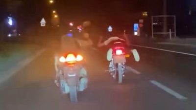 Bolu’da D-100 kara yolunda iki motosiklet sürücüsü, tehlikeli hareketlerle kilometrelerce