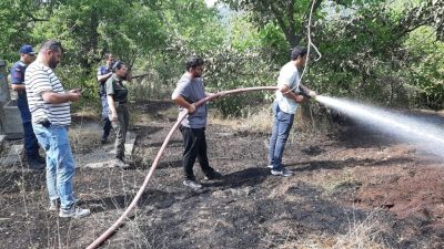 Bolu’da otluk alanda çıkan yangın, ekiplerin erken müdahalesiyle eve ve