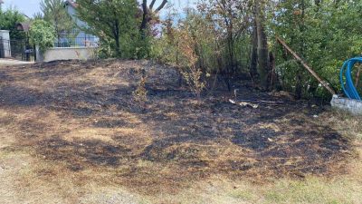 Bolu’da evin bitişiğinde otluk arazide çıkan yangın korkuttu. Alevler eve