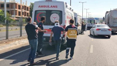 100 karayolunda çimento yüklü silobasın otomobile çarpması sonucu meydana gelen