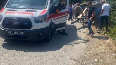 Düzce’de fındık işçilerini taşıyan traktörün devrilmesi sonucu meydana gelen trafik