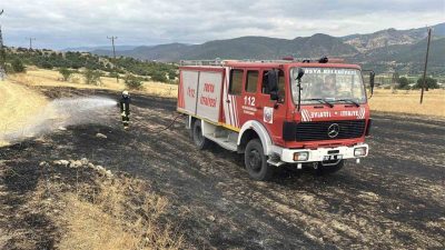Kastamonu’nun Tosya ilçesinde elektrik telinin kopması neticesinde çıkan yangında, 3