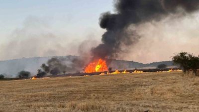 Kastamonu’nun Seydiler ilçesinde saman yüklü kamyonda çıkan yangın ekipler tarafından
