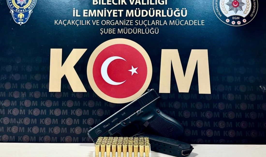 Bilecik’te polis ekiplerince düzenlenen operasyonda ruhsatsız tabanca ve mermi ele