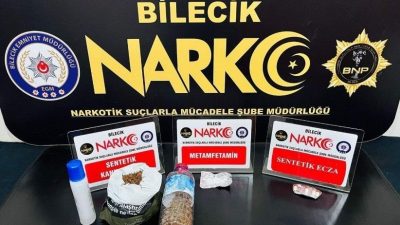 Bilecik’te polis ekiplerinin gerçekleştirdiği operasyonda çeşitli uyuşturucu maddeler ele geçirilirken,