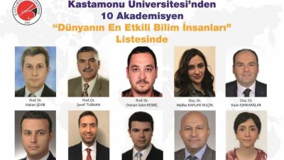Kastamonu Üniversitesi’nde görev yapan 10 akademisyen, “En Etkili Bilim İnsanları”