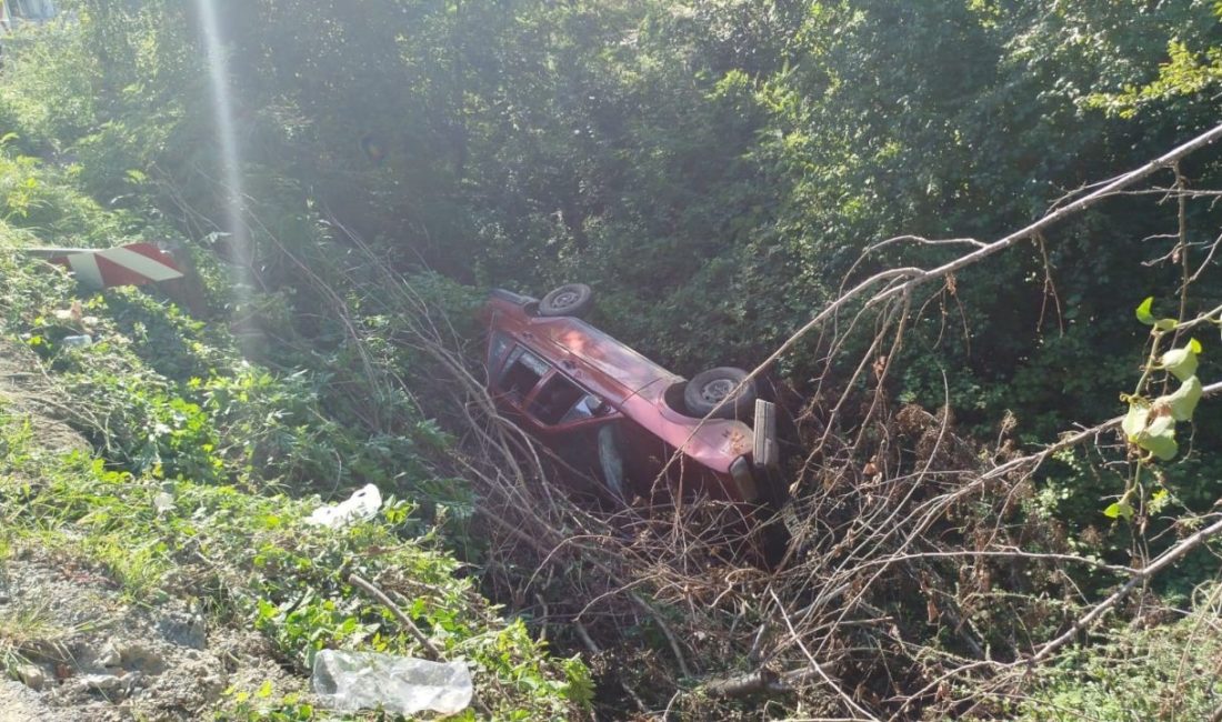Sakarya’nın Sapanca ilçesinde sürücüsünün kontrolünden çıkan otomobil şarampole devrildi. Kazada,