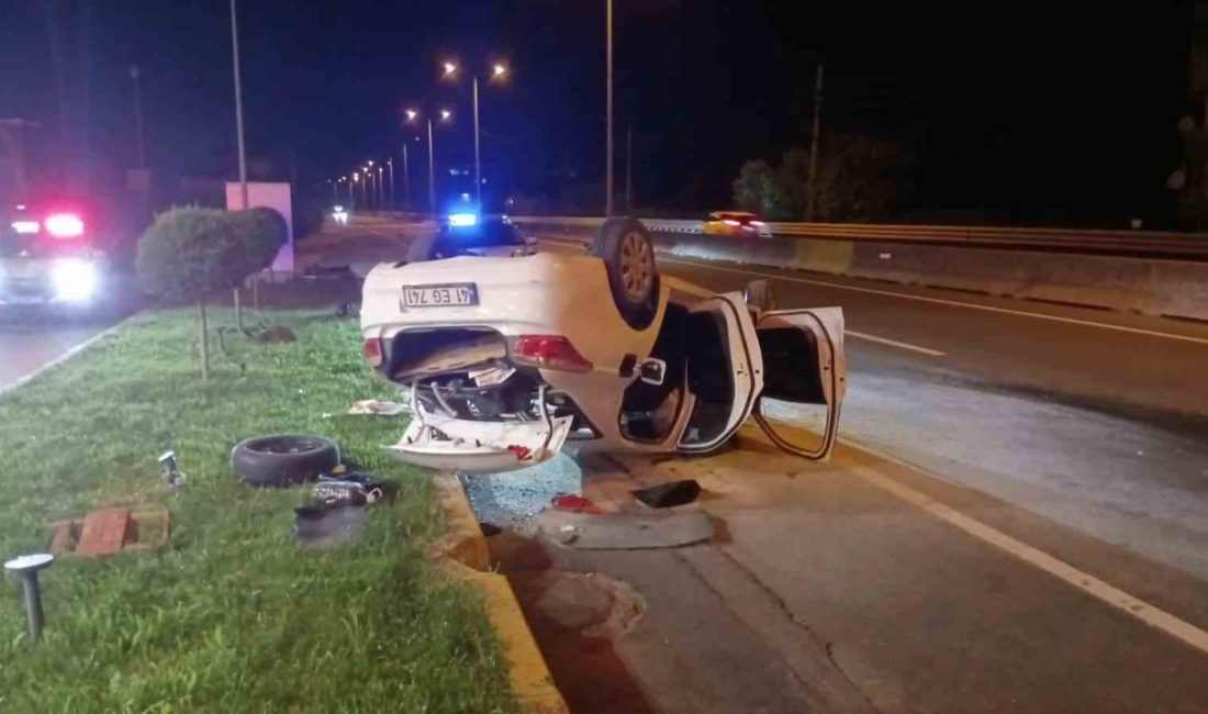 Kocaeli’nin Karamürsel ilçesinde D-130 kara yolunda kontrolden çıkan otomobilin bariyerlere