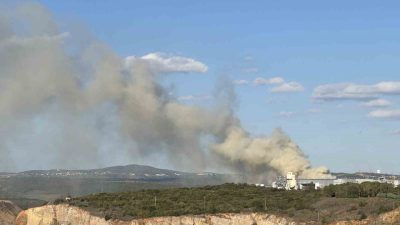 Kocaeli’nin Gebze ilçesinde bir fabrikanın bahçesinde çıkan yangın kontrol altına