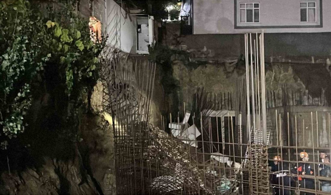 Kocaeli’nin Gebze ilçesinde bir inşaat temelinin bitişiğindeki müstakil evin duvarının