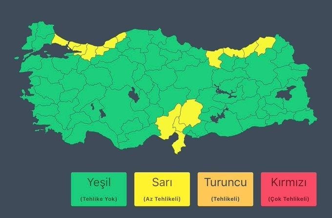 Meteoroloji sarı kod ile uyardı DÜZCE(İHA) – Meteoroloji Genel Müdürlüğü’nden alınan son bilgilere göre 9