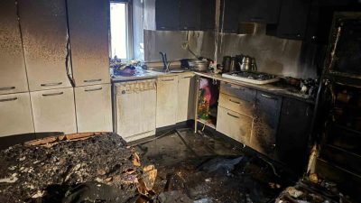 Bolu’nun Dörtdivan ilçesinde iki katlı evin mutfağında çıkan yangın, itfaiye