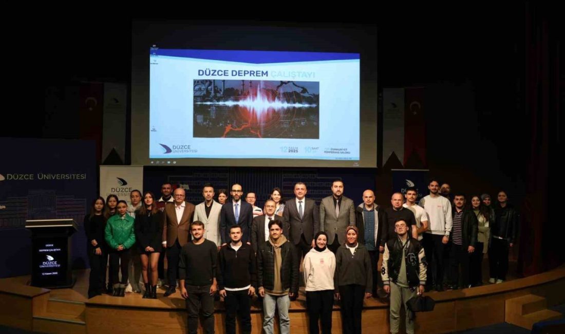Düzce Üniversitesi’nde düzenlenen deprem çalıştayında konuşan Deprem Araştırma ve Uygulama