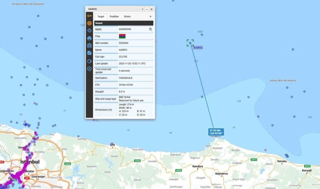 Kocaeli’nin Kandıra ilçesi Kefken açıklarında yabancı menşeli bir gemide yangın