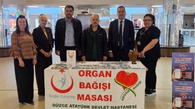 DÜZCE(İHA) –Düzce İl Sağlık Müdürlüğü tarafından açılan stantta organ bağışına