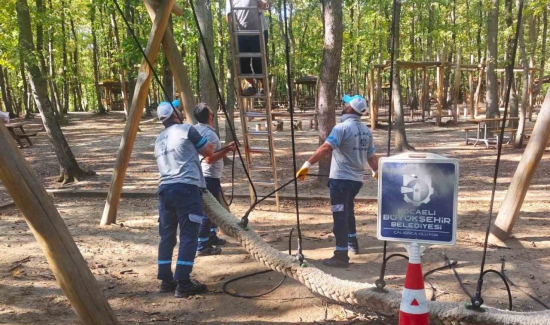 Kocaeli Büyükşehir Belediyesi, Ormanya’daki çocuk oyun alanlarında rutin kontrol ve
