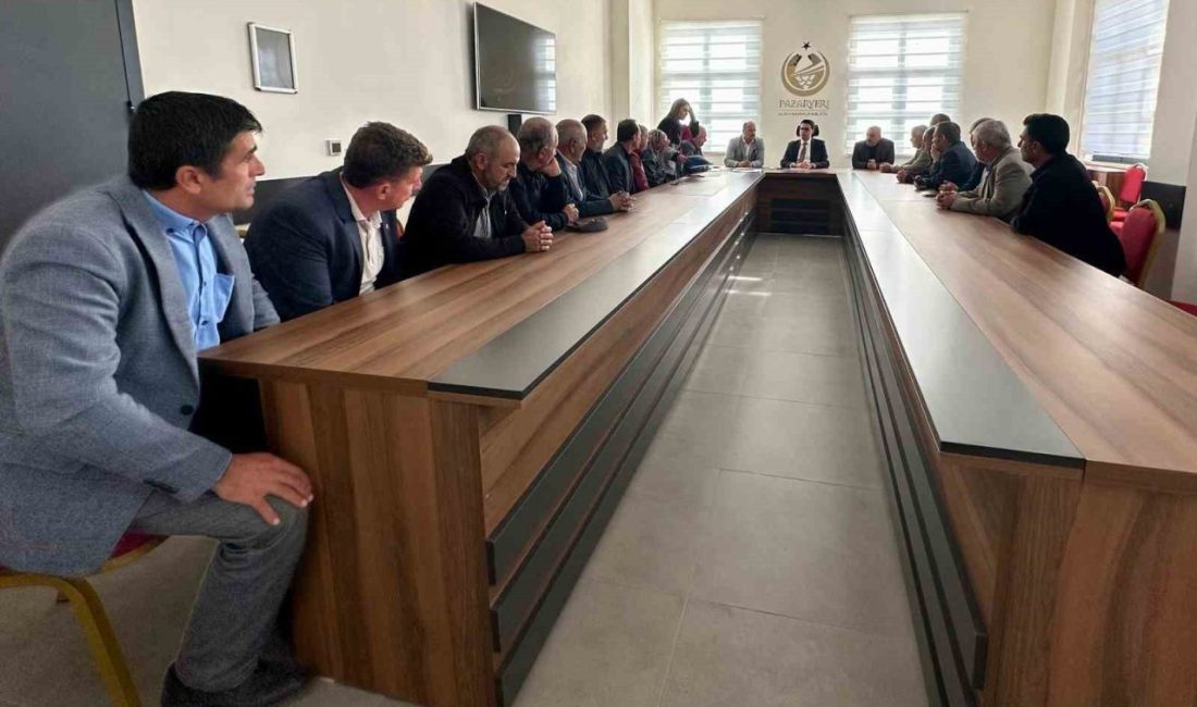 Bilecik’in Pazaryeri ilçesinde, Kaymakam Muhammet Mustafa Kara köy muhtarlarıyla bir