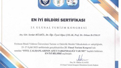 SUBÜ Turizm Fakültesi öğretim elemanları, 25’inci Ulusal Turizm Kongresi’nde sundukları