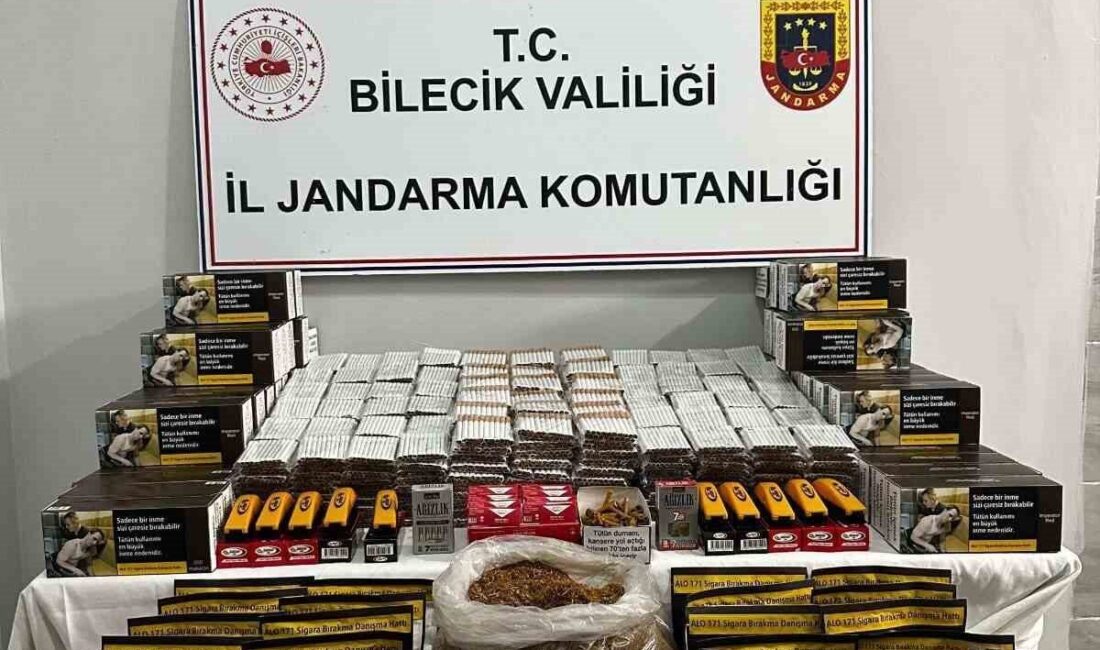 Bilecik’te jandarma ekiplerince düzenlenen operasyonda çok sayıda kaçak tütün ürünü