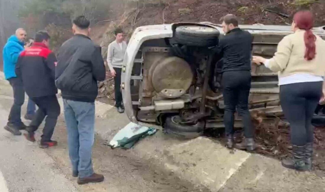 Bolu’da Abant Gölü Milli Parkı yolunda kontrolden çıkan bir otomobil,