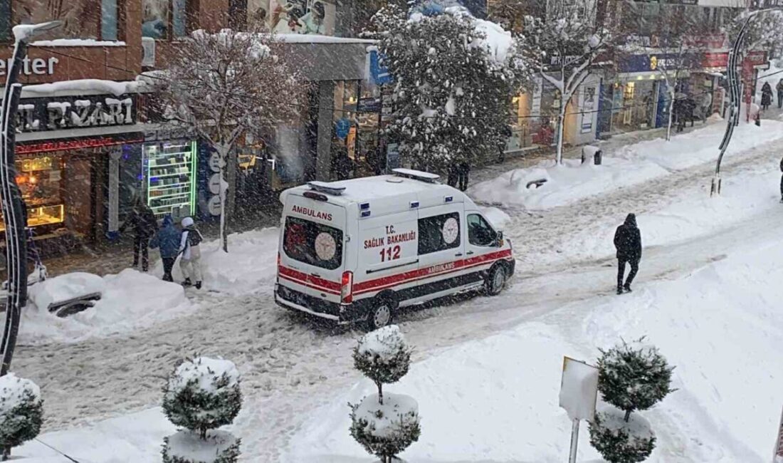 Bolu’da bir ambulansın karla imtihanı kamerada Bolu’da 3 gündür aralıksız devam eden yoğun kar yağışı nedeniyle