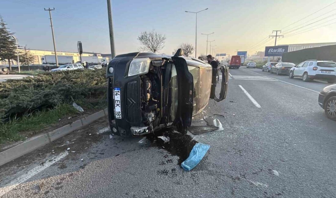 Bolu’da D-100 kara yolunda direksiyon hakimiyetini kaybeden bir otomobil, refüje