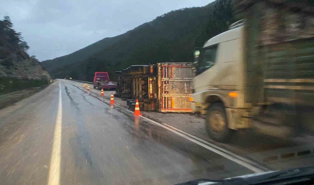 Bolu’da odun yüklü tır devrildi Bolu’nun Göynük ilçesinde odun yüklü tır kayganlaşan yolda devrildi. Kaza,