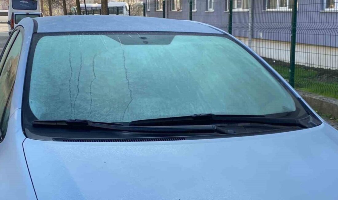 Bolu’da hava sıcaklığının sıfırın altına düşmesiyle sabah saatlerinde araçların camları