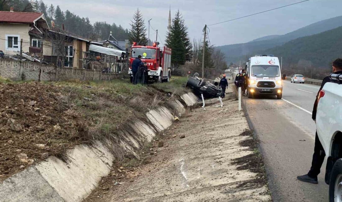 Bolu-Mudurnu karayolunda kontrolden çıkan otomobilin takla attığı kazada 2 kişi