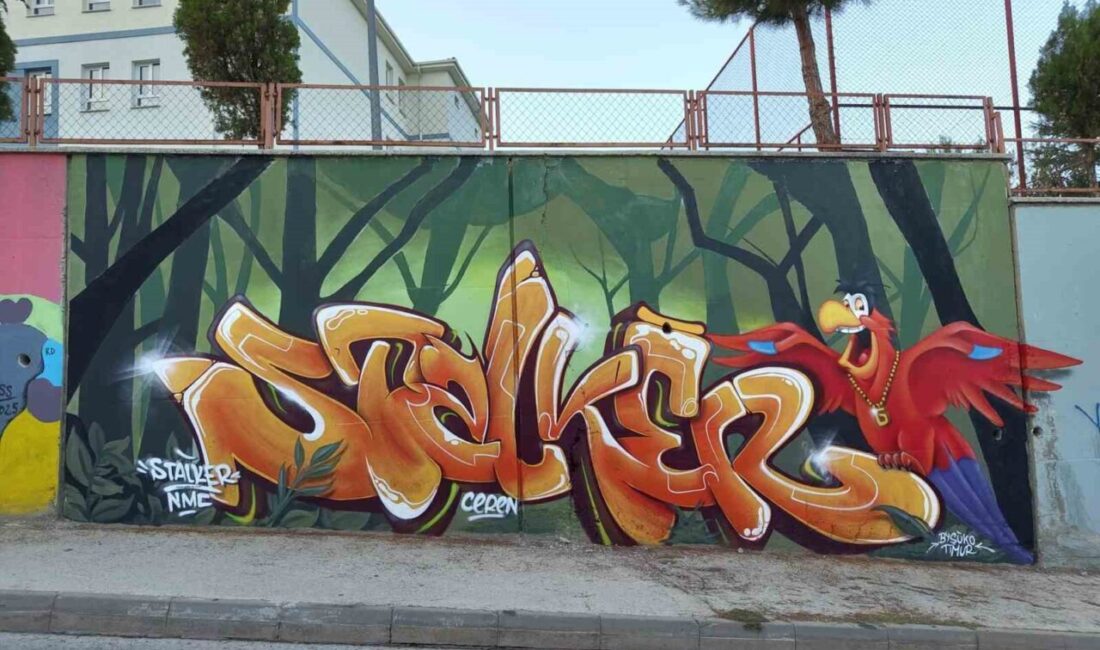 Bilecik’in Bozüyük ilçesinde, Yavuz Sultan Selim Ortaokulunun duvarları dev birer