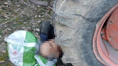 Bolu’nun Mudurnu ilçesinde kontrol etmek için durduğu traktörün hareket etmesi