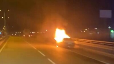 Bolu’da seyir halindeki Fiat Tofaş marka otomobilde çıkan ve korku