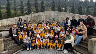 DÜZCE(İHA) – Düzce Nadas Çocuk Köyü Anaokulu öğrencileri, öğretmenleri eşliğinde,