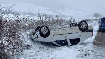Bilecik’te seyir halindeyken takla atan otomobilin sürücüsü yaralandı. Kaza; Bilecik’in