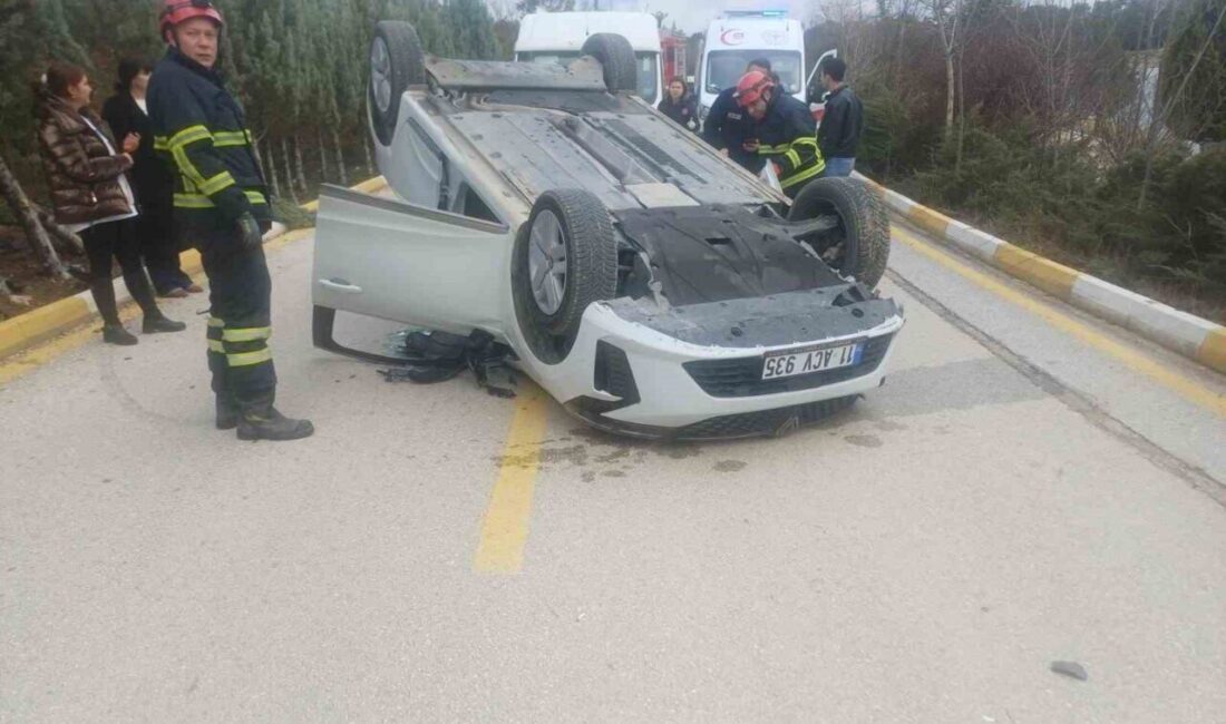 Bilecik’te seyir halinde kontrolden çıkan araç takla atarak durabilirken, sürücüsünün