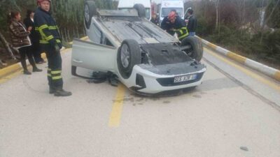 Bilecik’te seyir halinde kontrolden çıkan araç takla atarak durabilirken, sürücüsünün