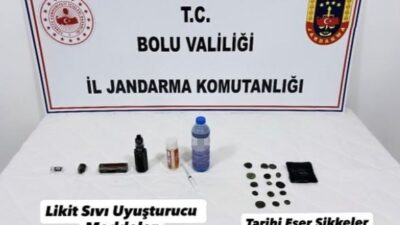 Bolu’da jandarma ekiplerince gerçekleştirilen arama faaliyetlerinde bir araçta uyuşturucu hammaddesi