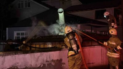 Düzce’de rüzgarın etkisiyle çıkan yangın, ekiplerin hızlı müdahalesi sayesinde büyümeden