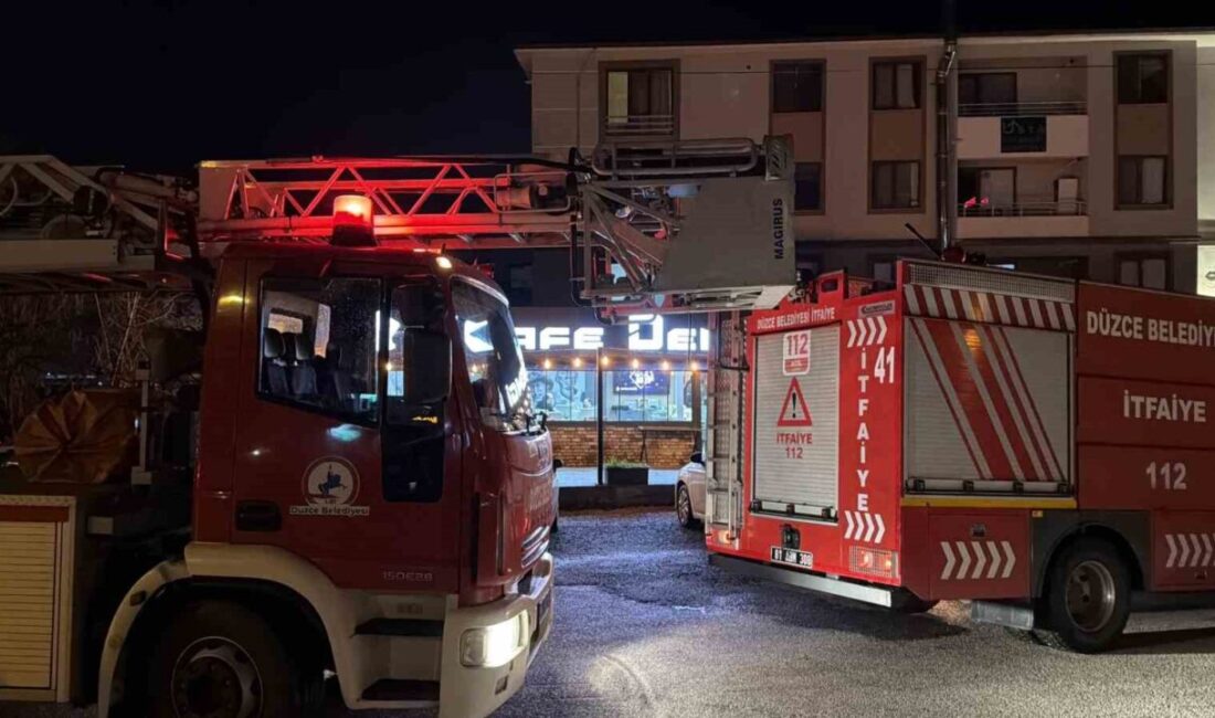 Düzce’de kafenin mutfağında yapılan patates kızartmasının ardından ateşte unutulan yağ,