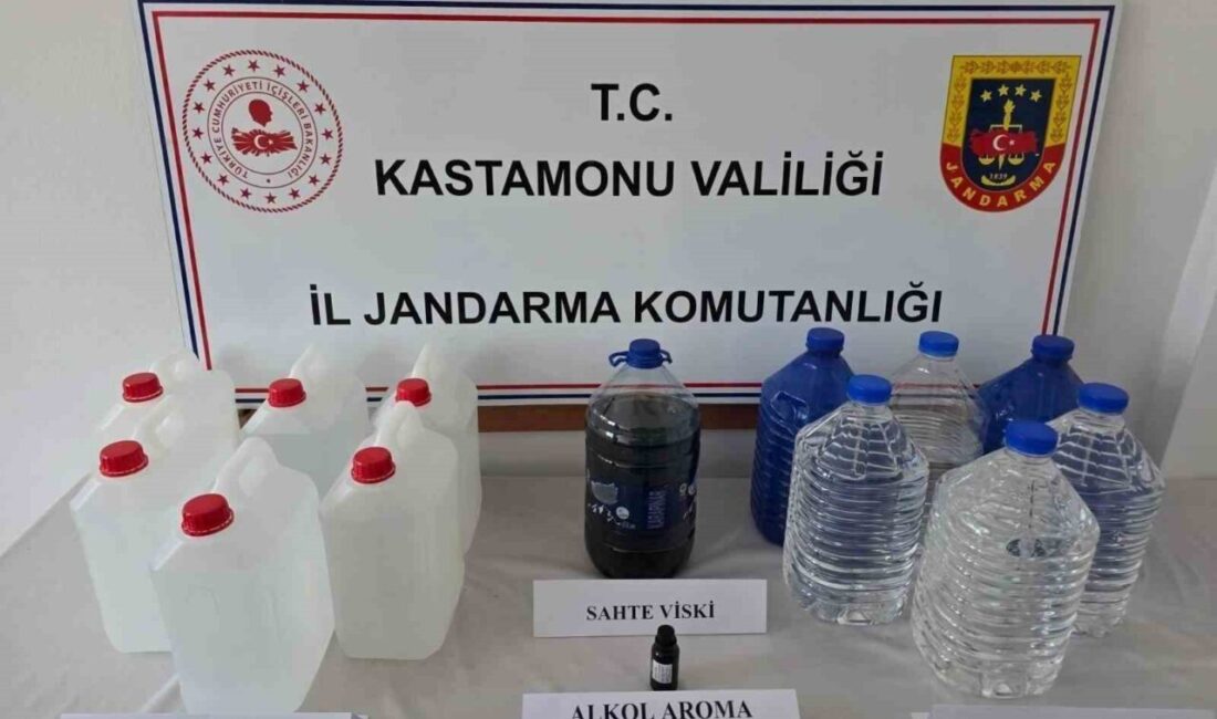 Kastamonu’da jandarma ekipleri tarafından 213 litre etil alkol, 54 litre