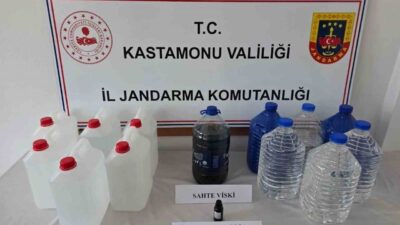 Kastamonu’da jandarma ekipleri tarafından 213 litre etil alkol, 54 litre