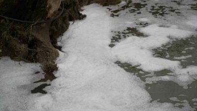 Kocaeli’nin Gebze ilçesinden geçen Kocagöl Deresi’nde meydana gelen köpüklenme ve