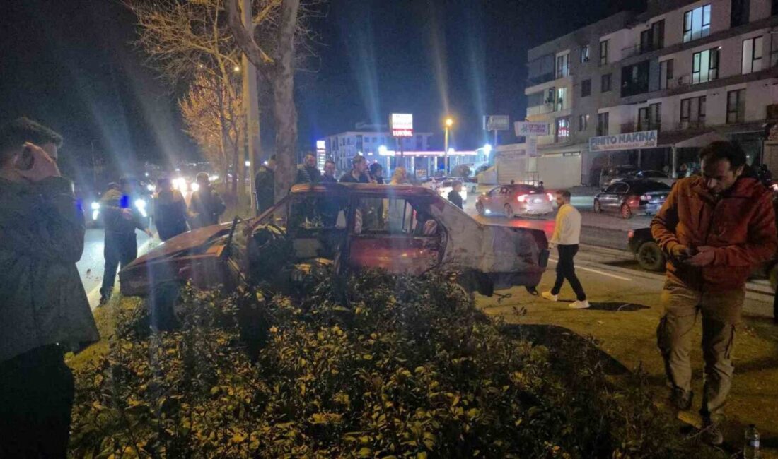 Düzce’de kontrolden çıkan otomobil, refüjde bulunan ağaca çarptı. Kazada 1