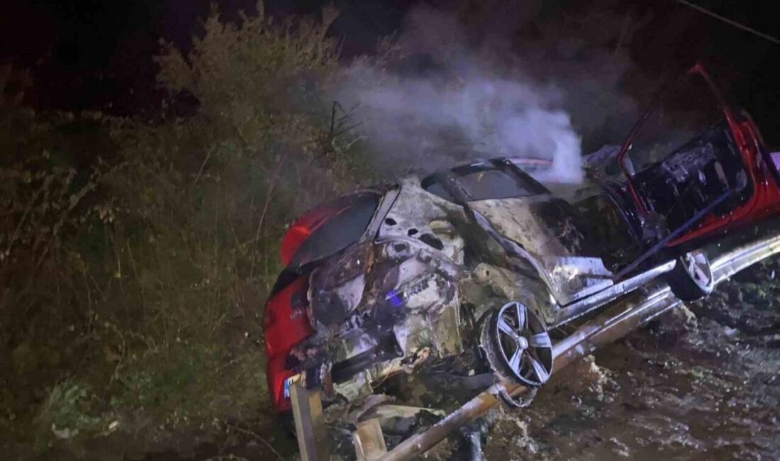 Bilecik’in Osmaneli ilçesinde alkollü sürücünün bariyerlere çarpması sonucu meydana gelen