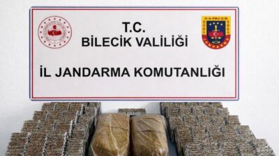 Bilecik’te düzenlenen operasyonda 13 bin 580 makaron ve 10 kilo