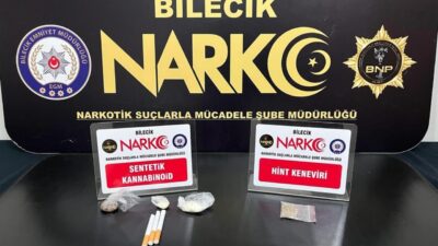 Bilecik’te düzenlenen uyuşturucu operasyonunda bonzai ve kenevir tohumu ele geçirilirken