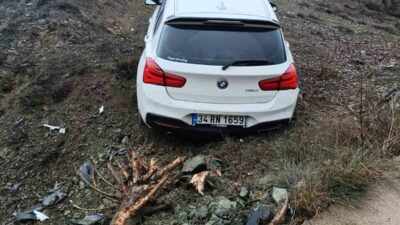 Bilecik’in Söğüt ilçesinde kaygan yol nedeniyle meydana gelen trafik kazasında